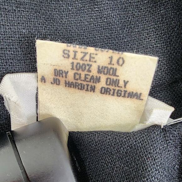 Vintage 80s Johardin Jacket Womens 10 Black Wool Pleated Double-Breasted Blazer - Picture 6 of 9